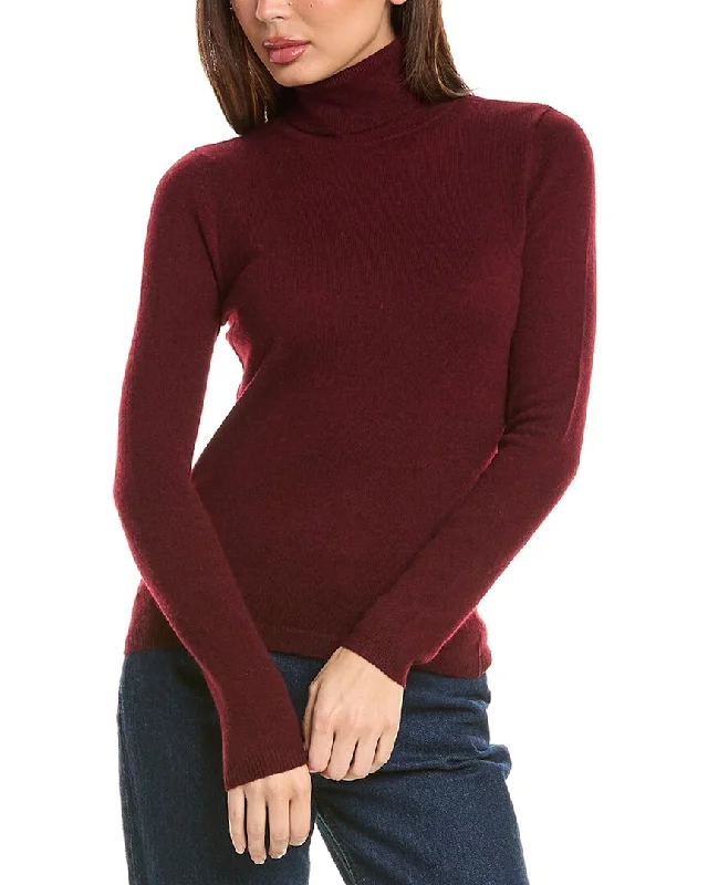 Plus Size Women's Side - Slit Sweaters in Bold SolidsForte Cashmere Turtleneck Cashmere Sweater