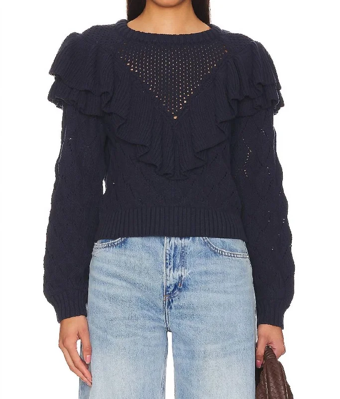 Short Sleeve Women's Cotton Blend Sweaters in Pastel ColorsGiada Sweater In Indigo