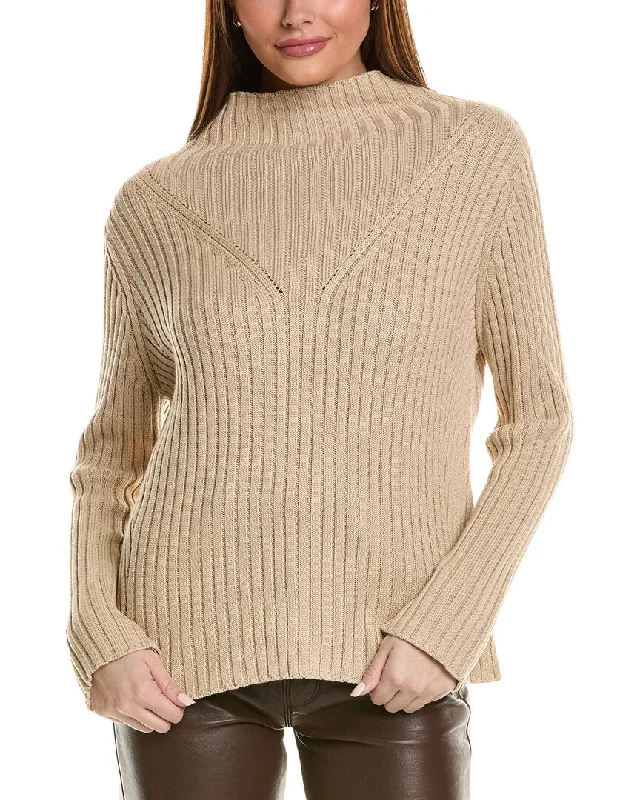 Mock Neck Women's Angora Blend Sweater Dresses in Solid ColorsHannah Rose Chunky Rib Funnel Neck Cashmere-Blend Sweater