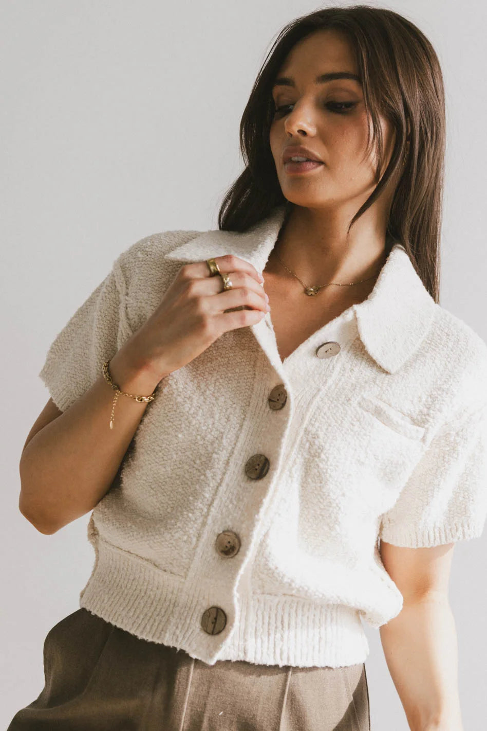 button down women cardigan with vintage buttonsbutton down women cardigan with vintage buttonsHayes Knit Cardigan in Cream