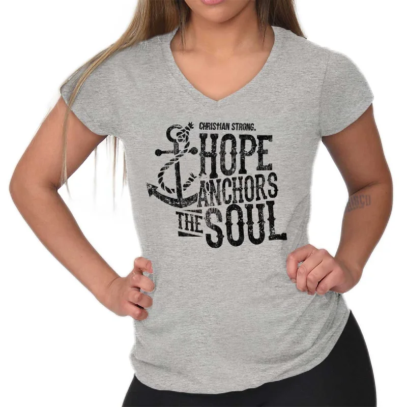 V - Neck Women T Shirt to Enhance the NecklineHope Anchors the Soul Junior Fit V-Neck T-Shirt