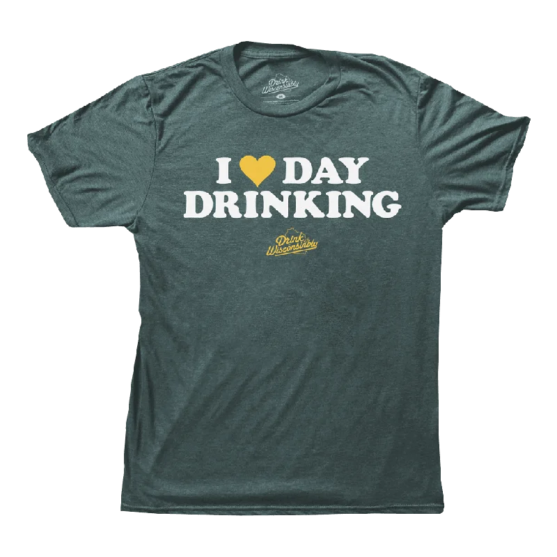 Graphic Print Women T Shirt for a Trendy Statement"I Love Day Drinking" Green T-Shirt