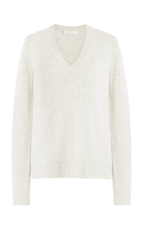 High - Low Hem Women's Cashmere - Blended SweatersIsiah Knit Sweater in Ivory Cashmere