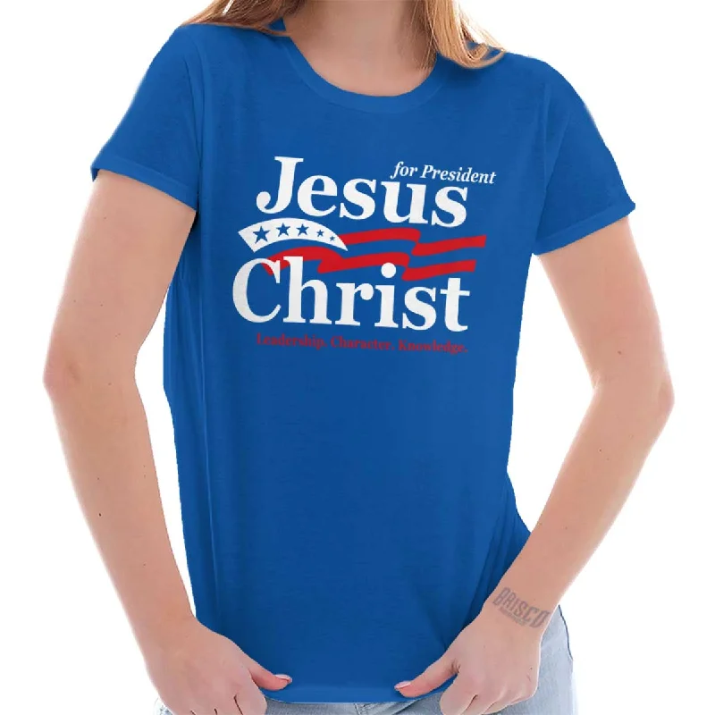 Floral Print Women T Shirt for a Feminine TouchJesus Christ President Ladies T Shirt