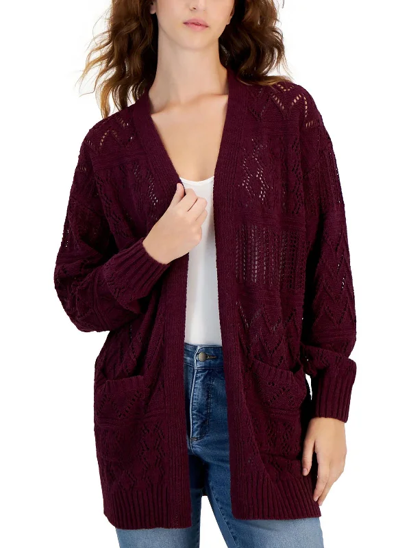 Tie - Front Women's Lambswool Sweaters in Pastel HuesJuniors Womens Cable Knit Pockets Cardigan Sweater