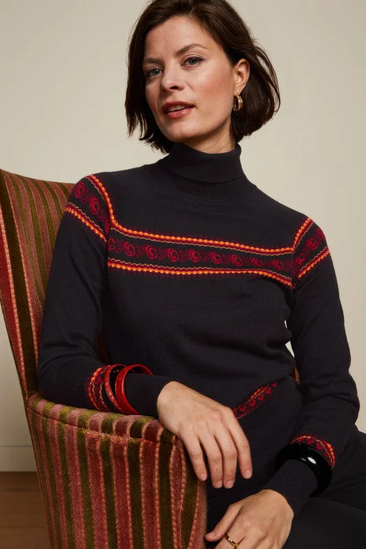 KING LOUIE Black Rollneck Molena Top