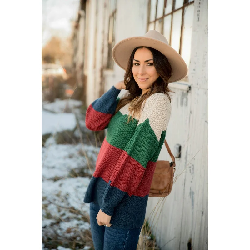 Short Sleeve Women's Cotton Blend Sweaters in Pastel ColorsKnit Color Blocked Sweater