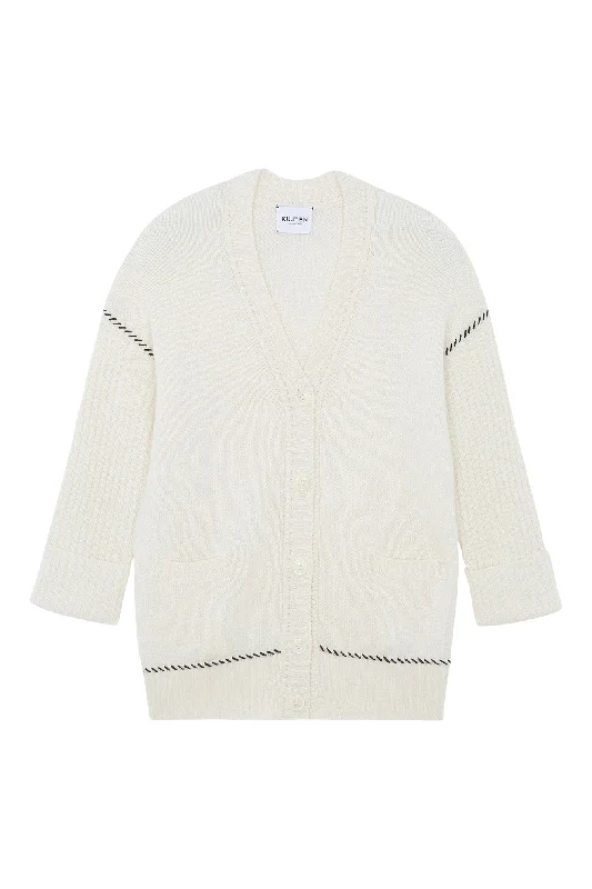 cropped women cardigan to pair with high - waisted jeanscropped women cardigan to pair with high - waisted jeansKujten Tam Oversized Cashmere Cardigan in Blanc