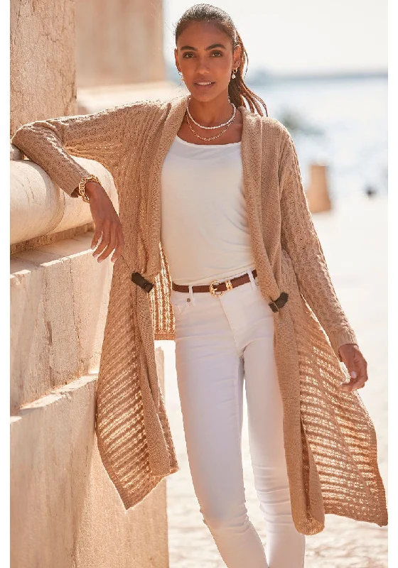 open front women cardigan for easy stylingopen front women cardigan for easy stylingLASCANA Women's Buckle Trim Open Cardigan