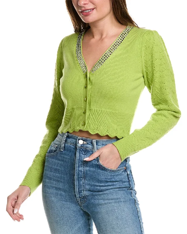 sequin embellished women cardigan for special occasionssequin embellished women cardigan for special occasionsLoveShackFancy Brynner Wool & Cashmere-Blend Crop Cardigan