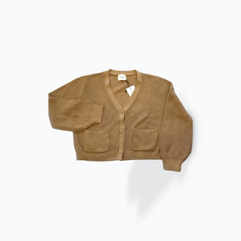 hand knitted women cardigan with artisanal charmhand knitted women cardigan with artisanal charmLucy Cardigan In Camel