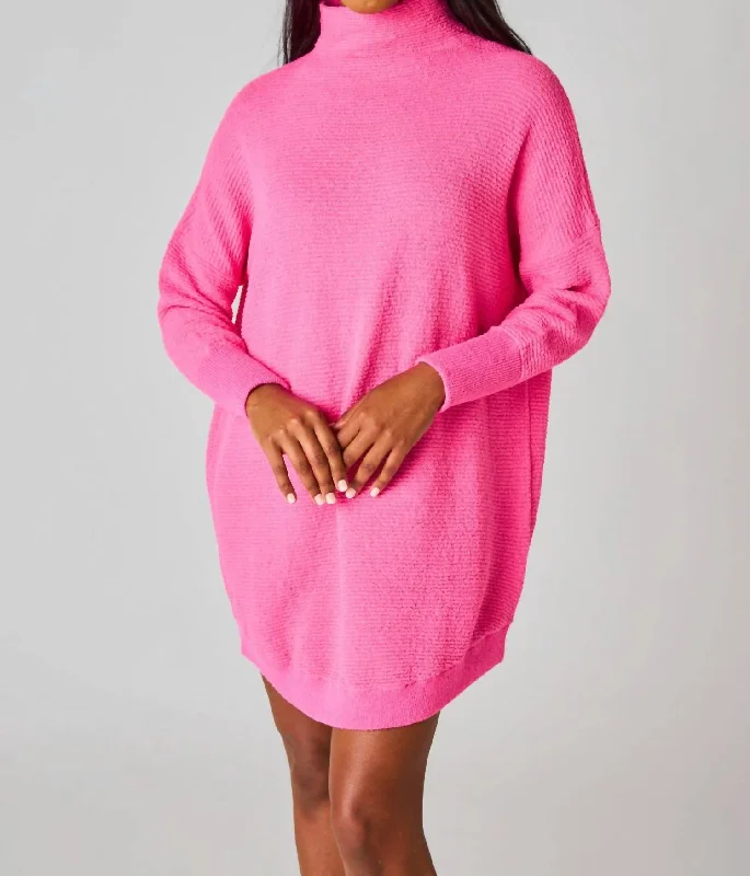 Mock Neck Women's Angora Blend Sweater Dresses in Solid ColorsMara Tunic Sweater In Sunkissed Rose