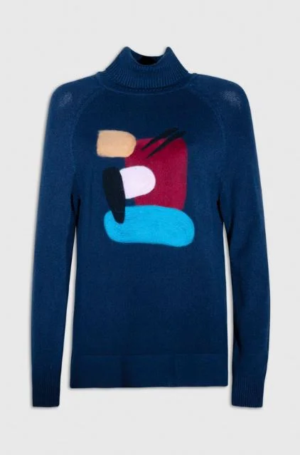 Plus Size Women's Belted Cable Knit SweatersMd'M Abstract Design Sweater