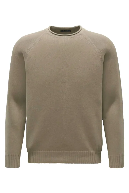 Plus Size Women's Embroidered Sweaters in Ethnic StylesMen's Foggy Roll Crew Sweater In Taupe