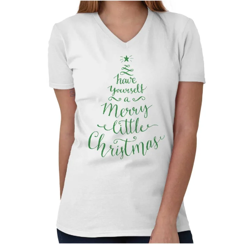 Tie - Dye Women T Shirt with a Bohemian VibeMerry Little Christmas V-Neck T Shirt