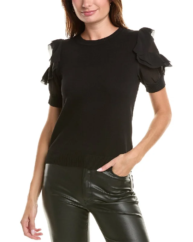 Cropped Women's Angora Blend Sweaters for a Trendy LookNanette Nanette Lepore Chiffon Sleeve Sweater
