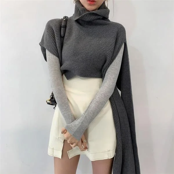 Longline Women's Mohair Sweater Dresses in a Loose FitNew Asymmetrical Slit Sweater  Loose Personality Street Trendy Women