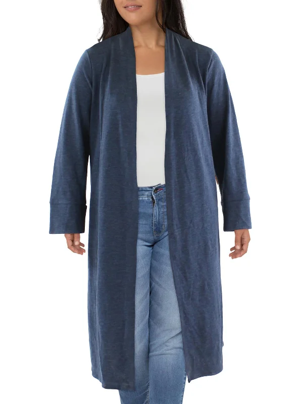 Plus Size Women's Embroidered Sweaters in Ethnic StylesPetites Womens Heathered Long Duster Sweater