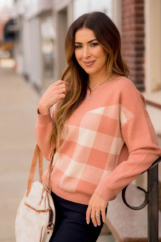 Women's Long Sleeve Turtleneck Cashmere SweatersPlaid Solid Accented Sweater