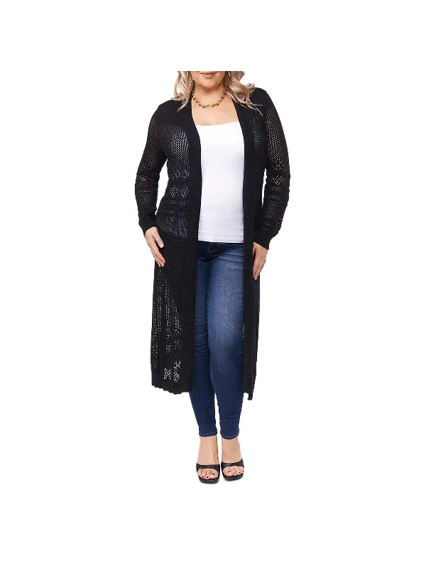 Hooded Women's Fleece - Lined Sweaters for WinterPlus Womens Pointelle Duster Cardigan Sweater