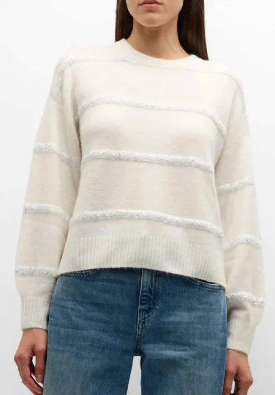Plus Size Women's Embroidered Sweaters in Ethnic StylesRae Sequin Sweater In Snow Heather