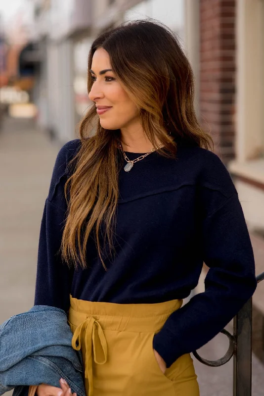 V - Neck Women's Ribbed Wool Sweaters for FallRaw Stitched V Accent Sweater