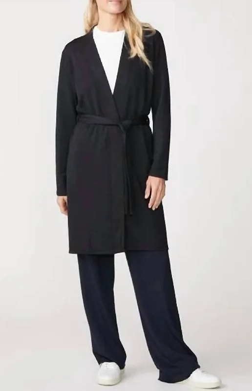 color block women cardigan with bold huescolor block women cardigan with bold huesSoftest Fleece Belted Cardigan In Black