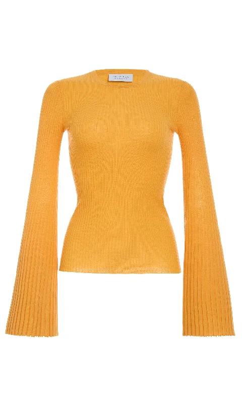 Cropped Women's Angora Blend Sweaters for a Trendy LookSoraya Knit Sweater in Yellow Merino Wool