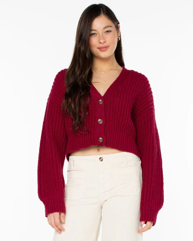 floral print women cardigan for a feminine touchfloral print women cardigan for a feminine touchSundaze Washed Cardigan - Rumba Red