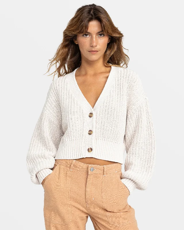hooded women cardigan for added warmth and stylehooded women cardigan for added warmth and styleSundaze Washed Cardigan - Egret