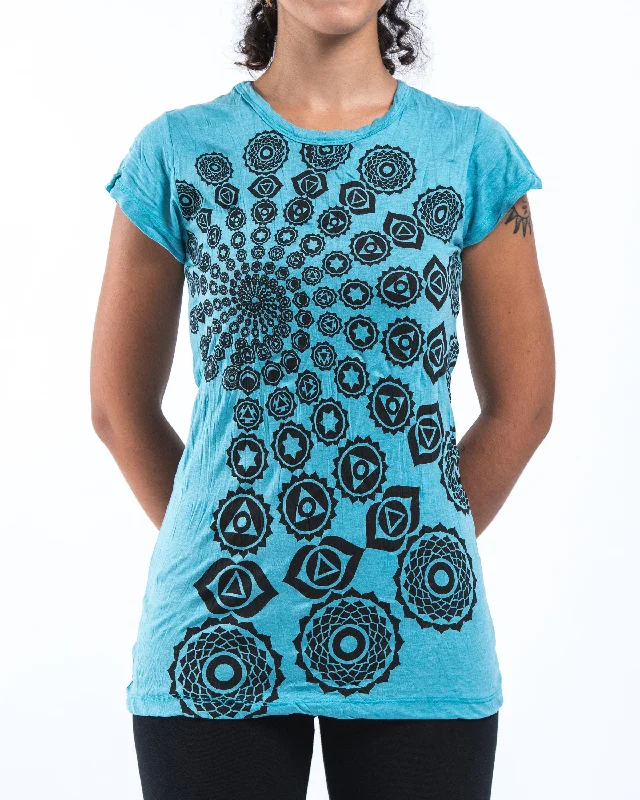 Womens Chakra Fractal T-Shirt in Turquoise
