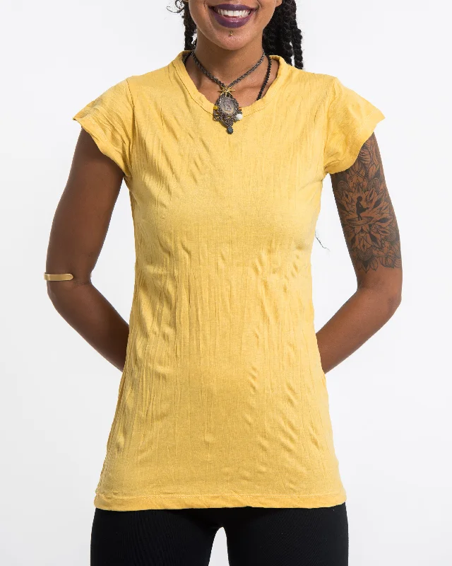 Muscle Women T Shirt for a Sporty and Casual LookWomens Solid Color T-Shirt in Yellow