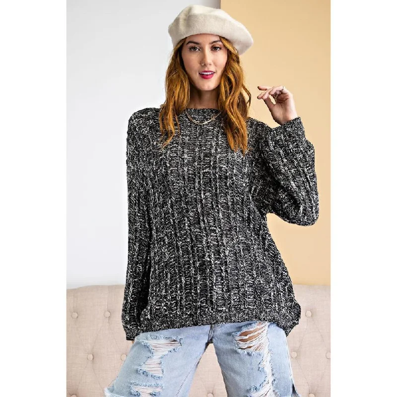 Plus Size Women's Belted Cable Knit SweatersTextured Knitted Sweater
