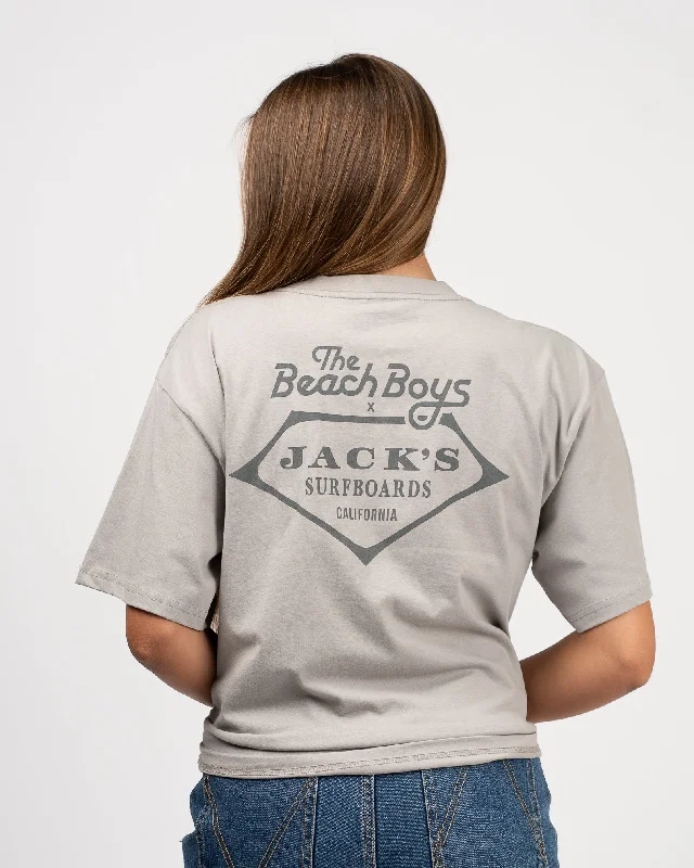 Sheer Women T Shirt for a Stylish and Alluring LookThe Beach Boys x Jack's W "Retro Beach Boys" Boxy Top S/S Tee