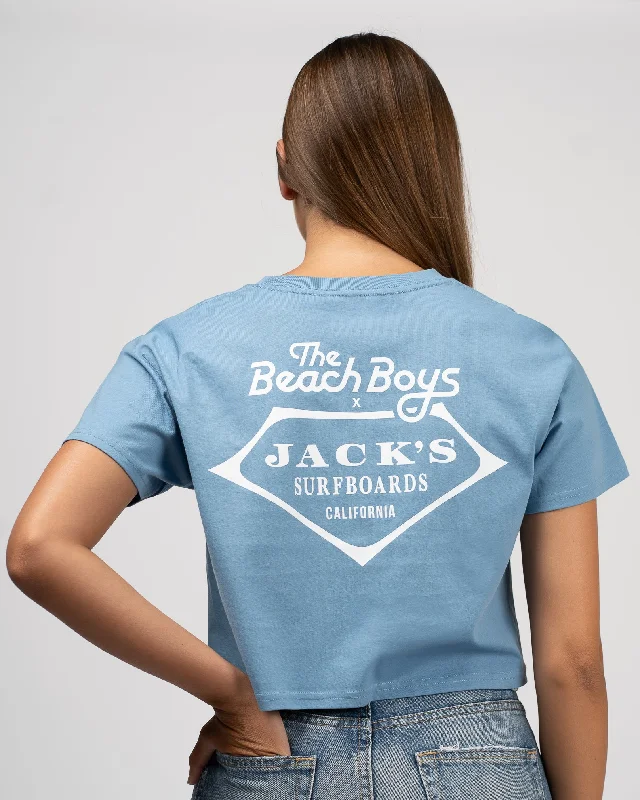 Organic Cotton Women T Shirt for Eco - Conscious WearersThe Beach Boys x Jack's "Retro Beach Boys" Crop Top S/S Tee