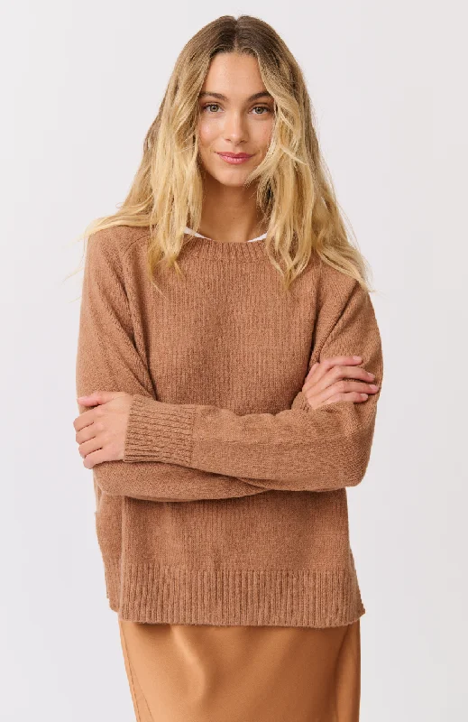 Short Sleeve Women's Cotton Blend Sweaters in Pastel ColorsTory Knit Sweater - Nutmeg Knit