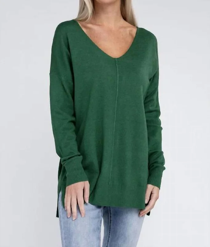 Mock Neck Women's Alpaca Wool Sweaters in Earth TonesV Neck Sweater In Kelly Green