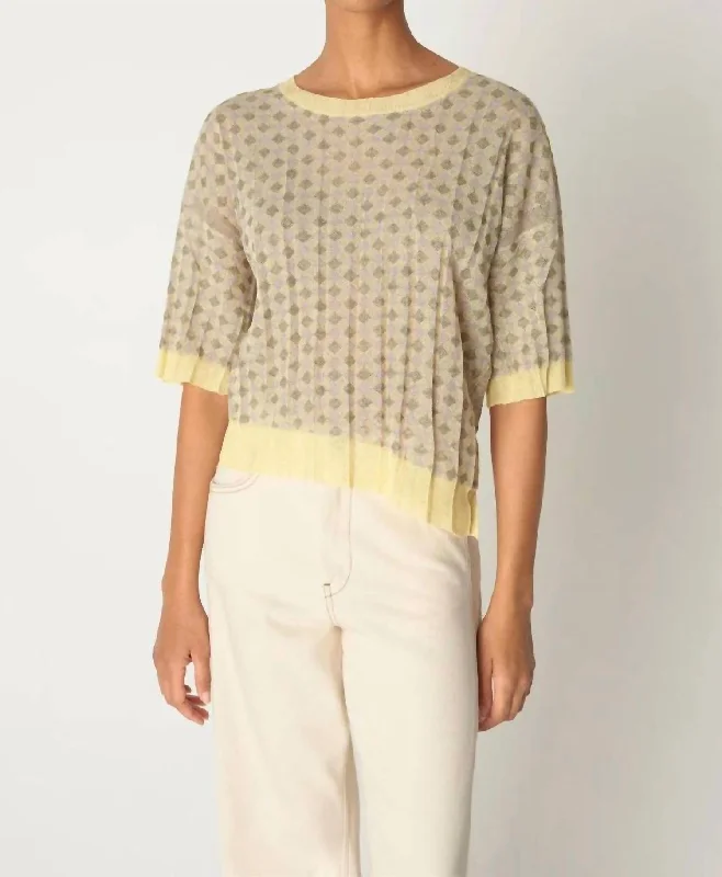 Open - Front Women's Cardigan - Style Mohair SweatersVictorine Sweater In Yellow Jacquard