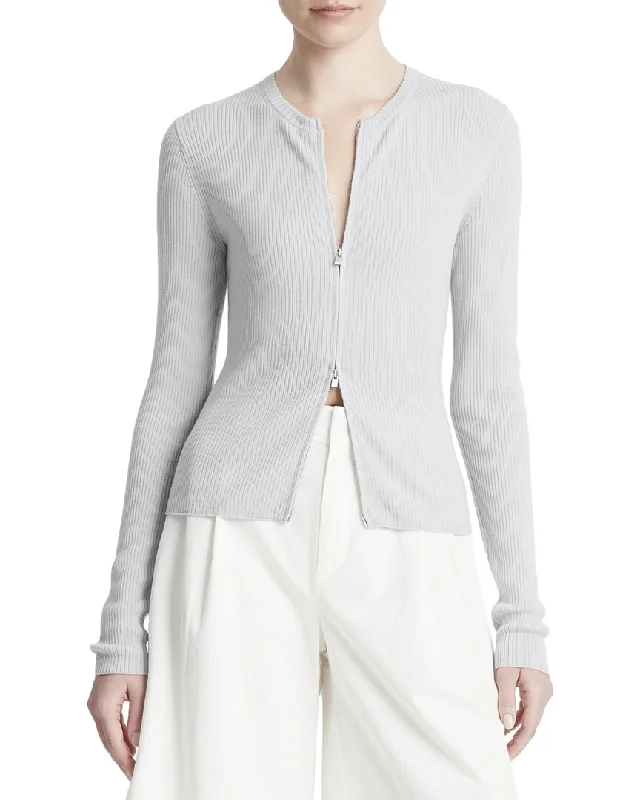 floral print women cardigan for a feminine touchfloral print women cardigan for a feminine touchVince Slim Ribbed Wool-Blend Cardigan