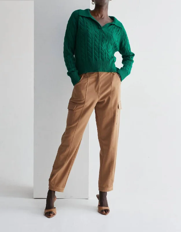 Open - Front Women's Cardigan - Style Mohair SweatersVivian Pretzel Knit Top Sweater In Green