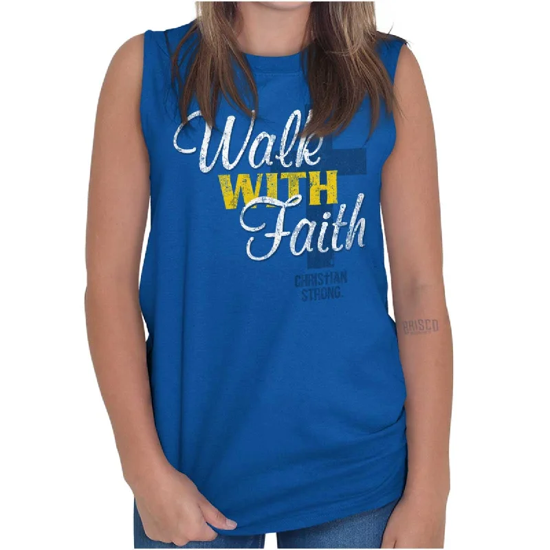 Sheer Women T Shirt for a Stylish and Alluring LookWalk With Faith Sleeveless T-Shirt