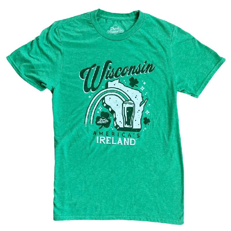 Striped Women T Shirt in a Classic Pattern“Wisconsin America's Ireland” T-Shirt