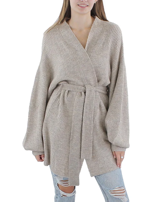 Plus Size Women's Side - Slit Sweaters in Bold SolidsWomens Belted Knit Cardigan Sweater