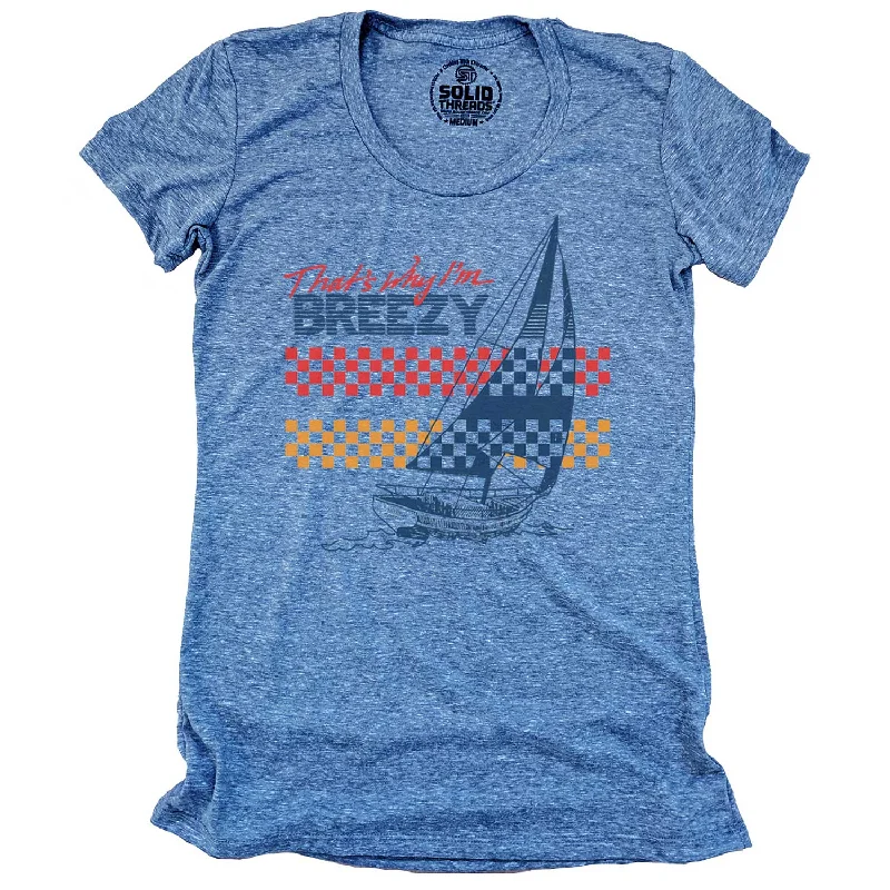 Ringer T Shirt Women with Retro - Inspired StripesWomen's That's Why I'm Breezy T-shirt