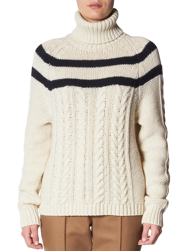 Plus Size Women's Side - Slit Sweaters in Bold SolidsWomens Cashmere Open Stitch Turtleneck Sweater