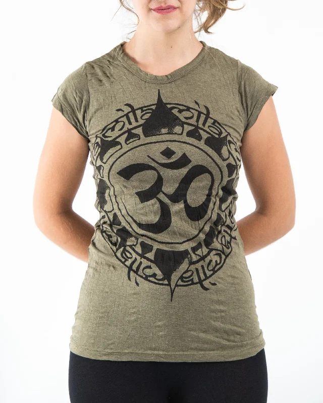 Crew Neck Women T Shirt with a Timeless DesignWomens Infinitee Om T-Shirt in Green