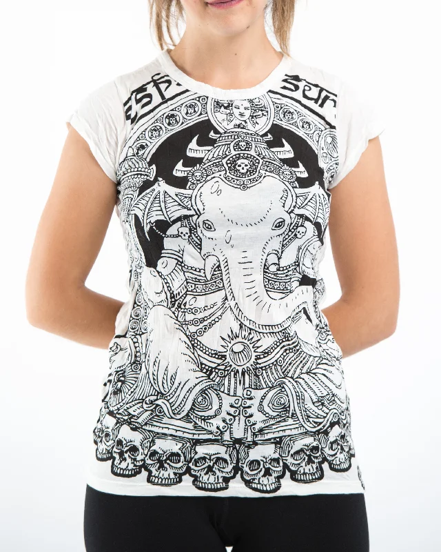 Muscle Women T Shirt for a Sporty and Casual LookWomens Batman Ganesh T-Shirt in White