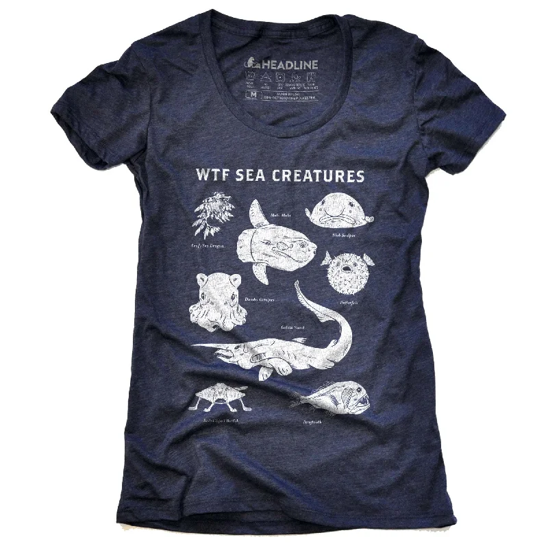 Long Sleeve Women T Shirt for Cooler WeatherWomen's WTF Sea Creatures T-Shirt