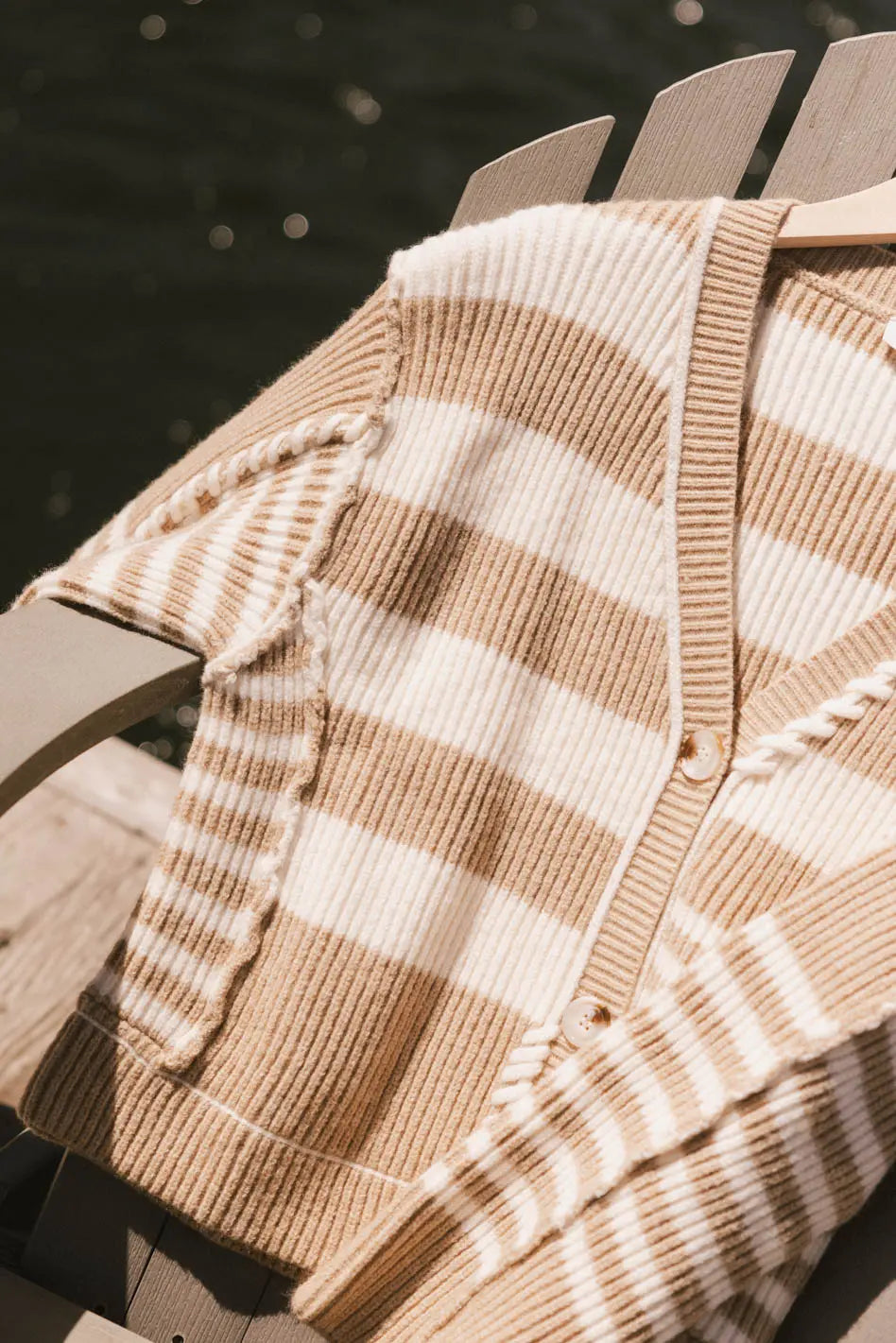 floral print women cardigan for a feminine touchfloral print women cardigan for a feminine touchYannah Striped Cardigan in Camel