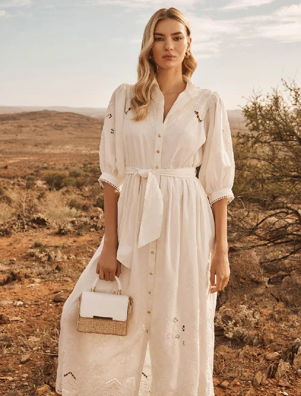 Lace - Embellished Women Dress for an Elegant and Sophisticated AppearanceAisha Broderie Midi Dress